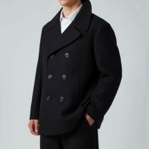 DSCP Quarterdeck Collection Pea Coat Black Navy Double Breasted Wool Men's Sz 40